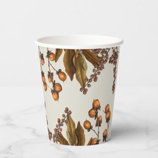 Gobelets En Papier Automne Automne Aquarelle Feuilles de feuillage (Verso)