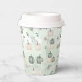 Gobelets En Papier Automne Citrouille Automne Feuilles Vert Anniversa (Droite)