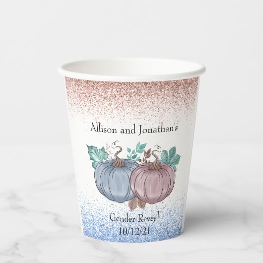 Gobelets En Papier Automne Citrouille Genre Révéler parties scintilla (Verso)