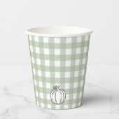 Gobelets En Papier Automne Citrouille Sage Green En vichy (Recto)