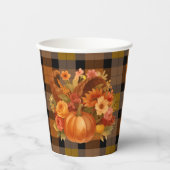 Gobelets En Papier Automne Cornucopia Plaid (Recto)