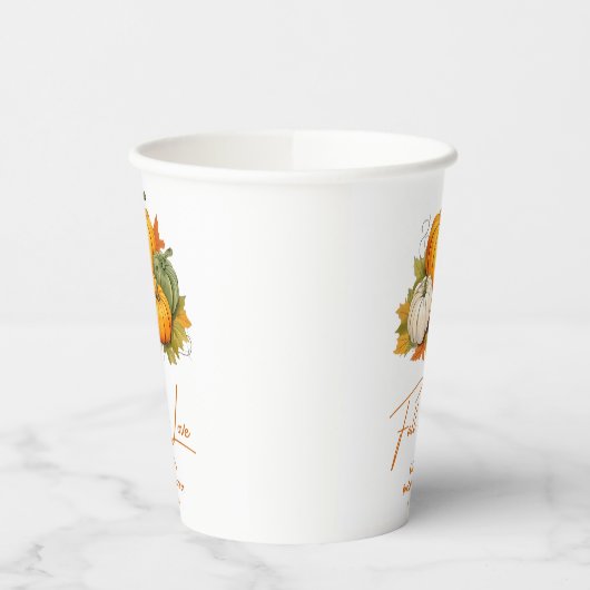 Gobelets En Papier Automne en amour Rustique Automne Citrouille Fête  (Gauche)