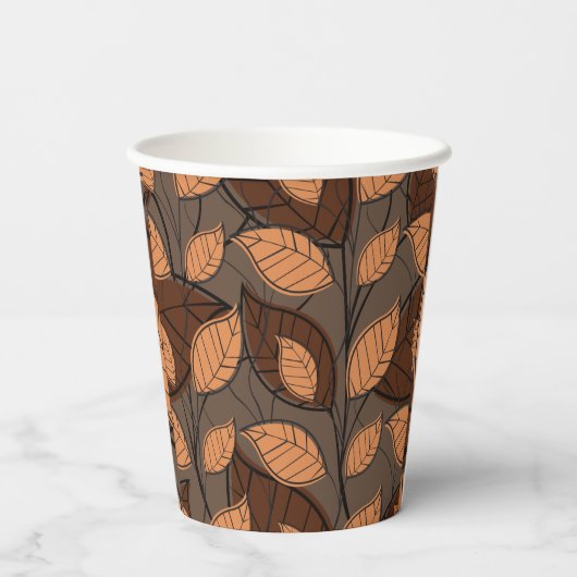 Gobelets En Papier Automne Feuilles Brown (Verso)