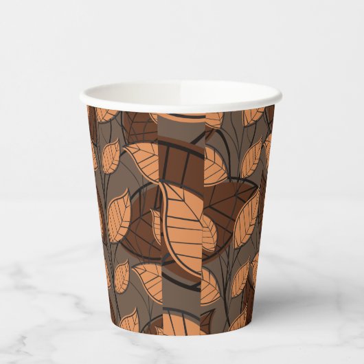 Gobelets En Papier Automne Feuilles Brown (Gauche)