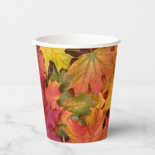 Gobelets En Papier Automne Feuilles d'automne riches couleurs de l'or