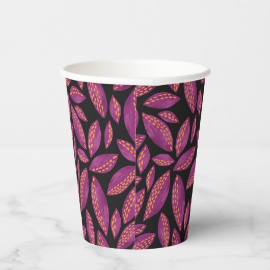 Gobelets En Papier Automne Feuilles d'automne violet et noir Motif (Droite)