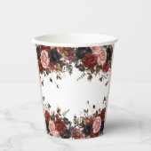 Gobelets En Papier Automne Floral Aquarelle Rose Fleurs (Recto)