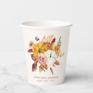 Gobelets En Papier Automne Floral et Baby shower Citrouille