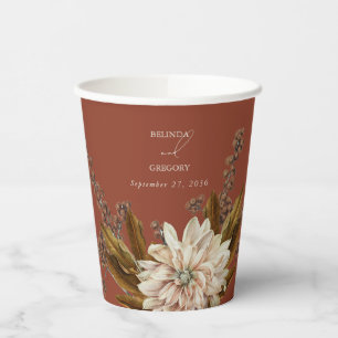 Gobelets En Papier Automne Floral Terracotta Mariage de automne d'aqu