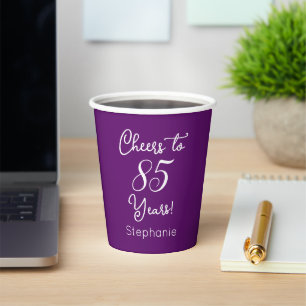 Gobelets En Papier Automne Purple Cheers à 85 Ans 85e Anniversaire