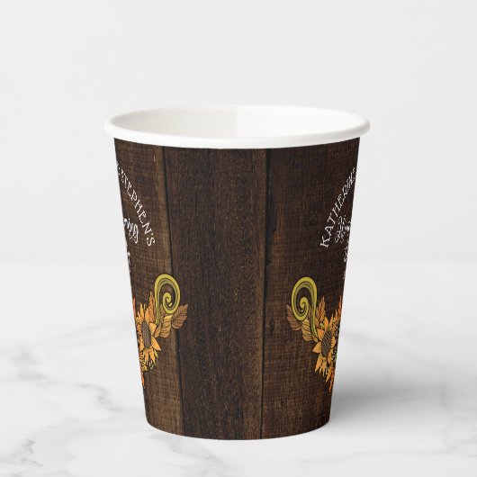 Gobelets En Papier Automne Rustique | Tournesols d'automne Fête du ré (Gauche)