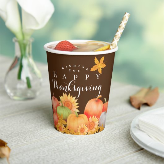Gobelets En Papier Automne Thanksgiving Brown (Insitu)