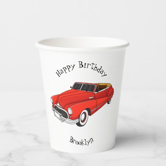 Gobelets En Papier Automobile classique rouge 1948 (Recto)