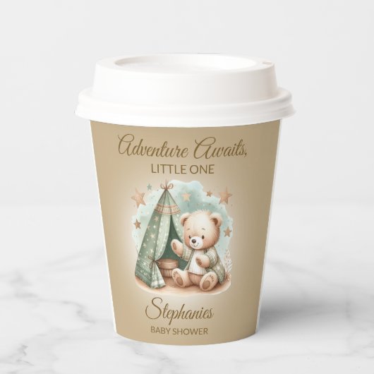Gobelets En Papier Aventure Attend Genre Neutre Ours Bébé (Recto)