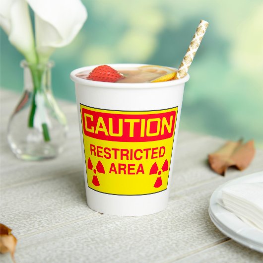 Gobelets En Papier Avertissement de danger de rayonnement dans les zo