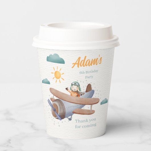 Gobelets En Papier Avion Aquarelle 6e anniversaire Coupe papier (Verso)