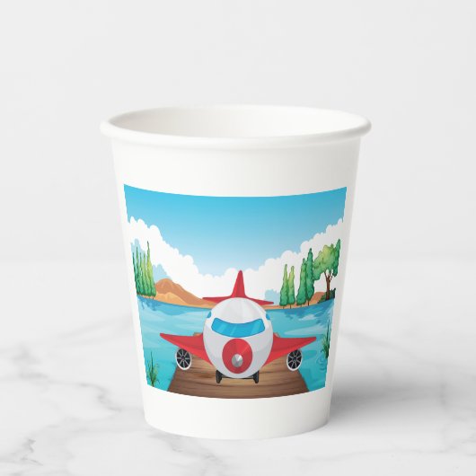 Gobelets En Papier Avion de dessin sur Lake Dock Amusement Travel Adv (Recto)