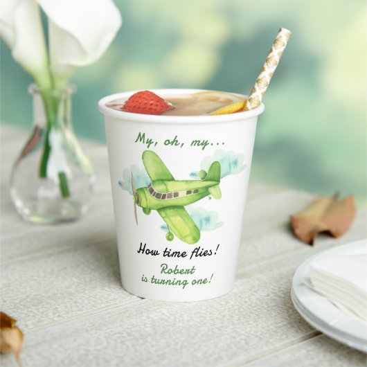 Gobelets En Papier Avion Oh Mon Temps Vol Voyage Premier Anniversaire (Insitu)