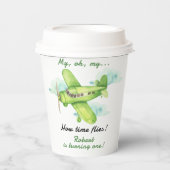 Gobelets En Papier Avion Oh Mon Temps Vol Voyage Premier Anniversaire (Recto)