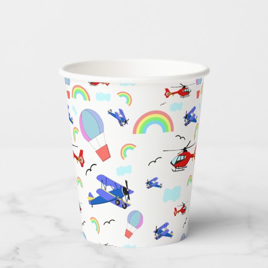 Gobelets En Papier Avions, hélicoptères et ballons (Verso)