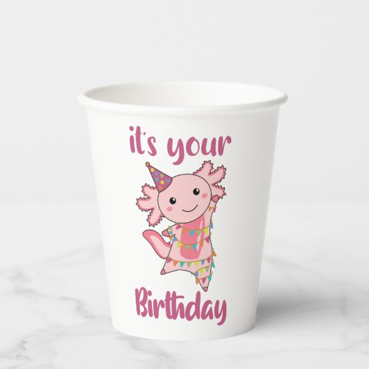 Gobelets En Papier Axolotl Vous Souhaite Bon Anniversaire Axolotls Ad (Recto)