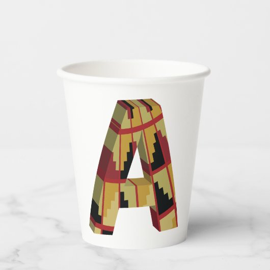 Gobelets En Papier Aztec Navajo Pattern Letter A (Recto)