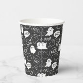 Gobelets En Papier B&W Cute Doodle Halloween Motif (Droite)