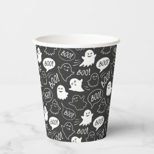 Gobelets En Papier B&W Cute Doodle Halloween Motif