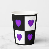 Gobelets En Papier B&W Purple Hearts Beating (Verso)