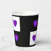 Gobelets En Papier B&W Purple Hearts Beating (Gauche)