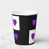 Gobelets En Papier B&W Purple Hearts Beating (Droite)