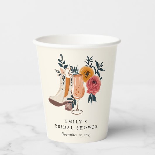 Gobelets En Papier Ba & Bulles Mariage Occidental Western (Recto)