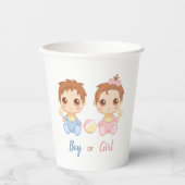Gobelets En Papier Baby Boy ou Girl Genre Reveal Party (Recto)