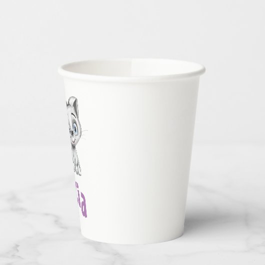 Gobelets En Papier Baby Cat Plaid Premier anniversaire Personnaliser  (Gauche)