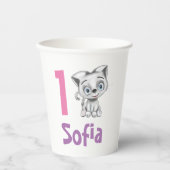 Gobelets En Papier Baby Cat Plaid Premier anniversaire Personnaliser  (Recto)
