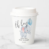 Gobelets En Papier Baby Elephant & Baby shower Bleu Balloon (Recto)
