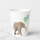 Gobelets En Papier Baby Elephant blue & green balloon Set x16 paper c (Verso)
