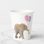 Gobelets En Papier Baby Elephant pink & violet balloon Set x16 (Recto)