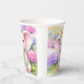 Gobelets En Papier Baby Elephant with Hydrangeas Baby Shower (Droite)