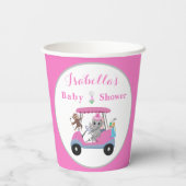 Gobelets En Papier Baby Girl Golfing Elephant & Monkey Douche (Verso)