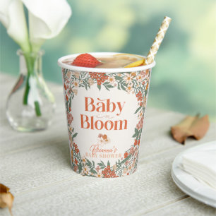 Gobelets En Papier Baby in Bloom Bohème Baby Shower Fleur Sauvage