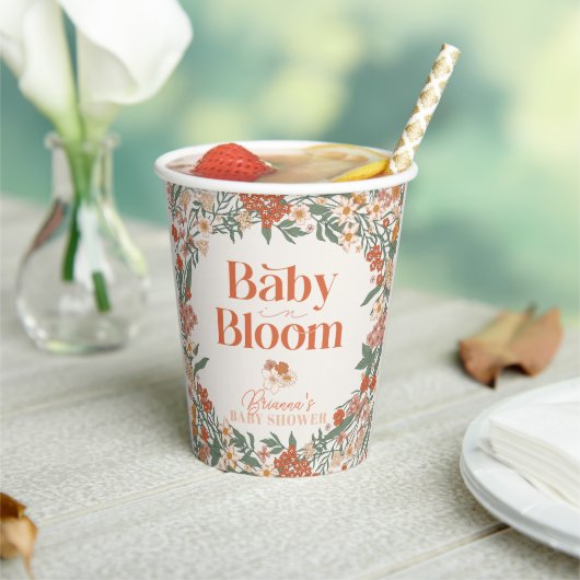 Gobelets En Papier Baby in Bloom Boho Wildflower Baby Shower (Insitu)