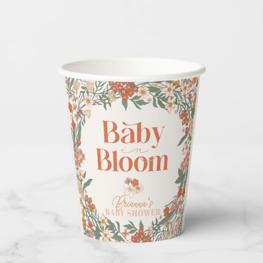 Gobelets En Papier Baby in Bloom Boho Wildflower Baby Shower (Verso)