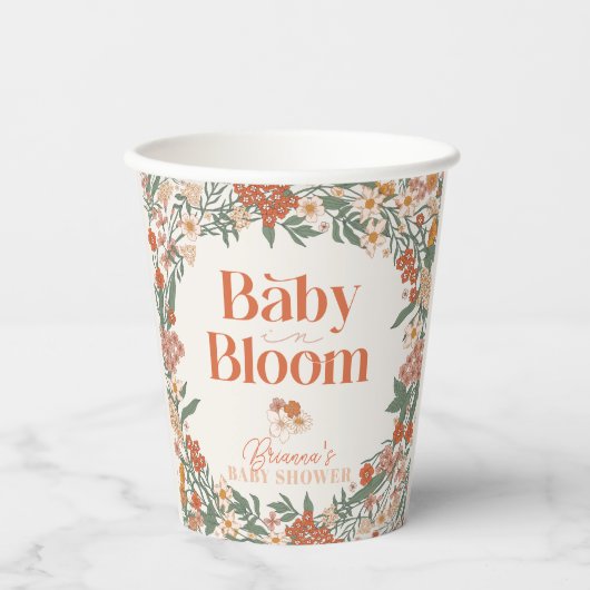 Gobelets En Papier Baby in Bloom Boho Wildflower Baby Shower (Recto)