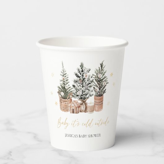 Gobelets En Papier Baby It’s Cold Outside Christmas Trees Baby shower (Verso)