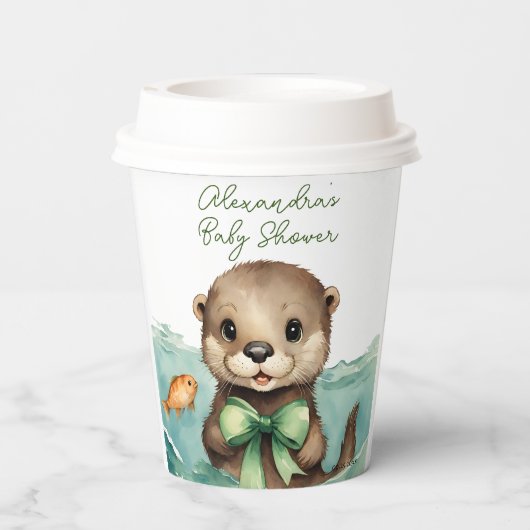Gobelets En Papier Baby Otter Baby shower neutre selon le sexe (Verso)