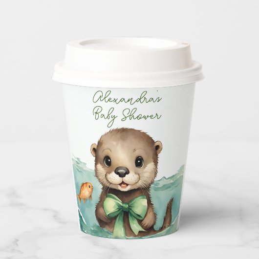Gobelets En Papier Baby Otter Baby shower neutre selon le sexe (Recto)