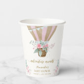 Gobelets En Papier Baby shower à bulle à air chaud rose élégant Flora (Verso)