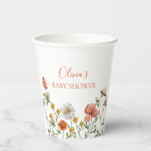 Gobelets En Papier baby shower à fleurs d'aquarelle fleur sauvage