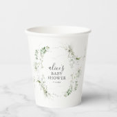 Gobelets En Papier Baby Shower à la botanique de verdure script (Recto)